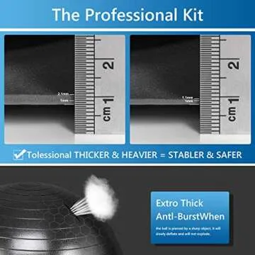 TOPLUS Exercise Ball Supports 2200lbs Includes Quick Pump & Professional Guide, 65 cm, Black