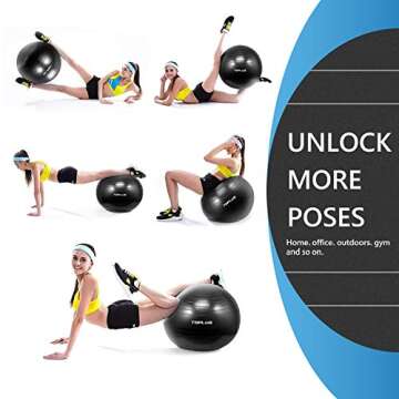 TOPLUS Exercise Ball Supports 2200lbs Includes Quick Pump & Professional Guide, 65 cm, Black