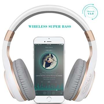 Riwbox Bluetooth Headphones, XBT-80 Folding Stereo Wireless Bluetooth Headphones Over Ear with Micro...