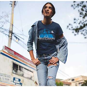 Superluxe Clothing Hogwarts Castle Mens Womens Kids Unisex Funny Wizarding World T-Shirt, Navy, Small