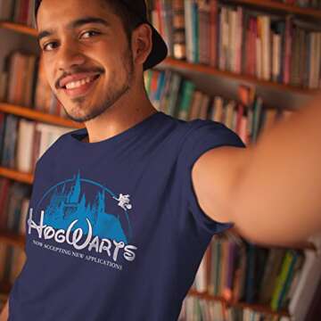 Superluxe Clothing Hogwarts Castle Mens Womens Kids Unisex Funny Wizarding World T-Shirt, Navy, Small