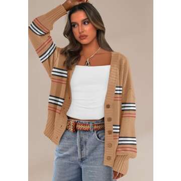 Womens Fall Knit Tops Fashion Long Sleeve Cashmere Cardigan 2024 Chunky Sweater Outfits Oversized Li...