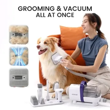 Oneisall Dog Hair Vacuum & Grooming Kit for Pet Owners