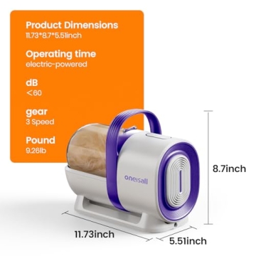 Oneisall Dog Hair Vacuum & Grooming Kit for Pet Owners