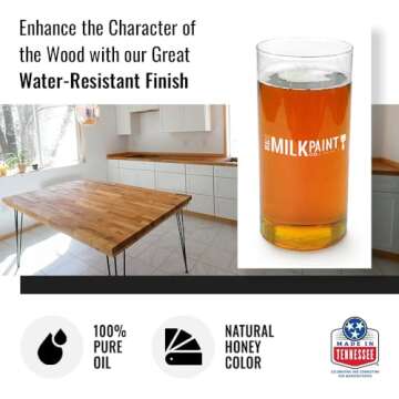 Real Milk Paint, Pure Tung Oil for Wood Finishing, Cutting Boards, Outdoor Furniture, Butcher Blocks...