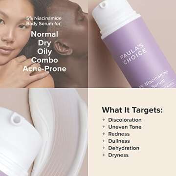 Paula's Choice 5% Niacinamide Body Treatment with Vitamin B3 & B5, Lotion for Discoloration, Redness, Wrinkles & Uneven Tone on Chest, Arms & Legs, Fragrance-free & Paraben-free, 4 Fl Oz.