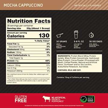 Optimum Nutrition Gold Standard Whey Protein, Mocha Flavor