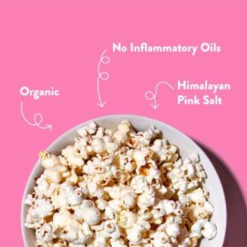 LesserEvil Himalayan Pink Salt Organic Popcorn, No Artificial Ingredients, Coconut Oil, Pack of 12, 0.88 oz Bags