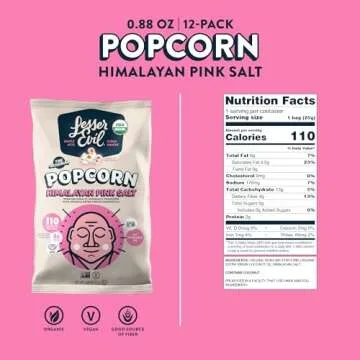 LesserEvil Himalayan Pink Salt Organic Popcorn Pack of 12