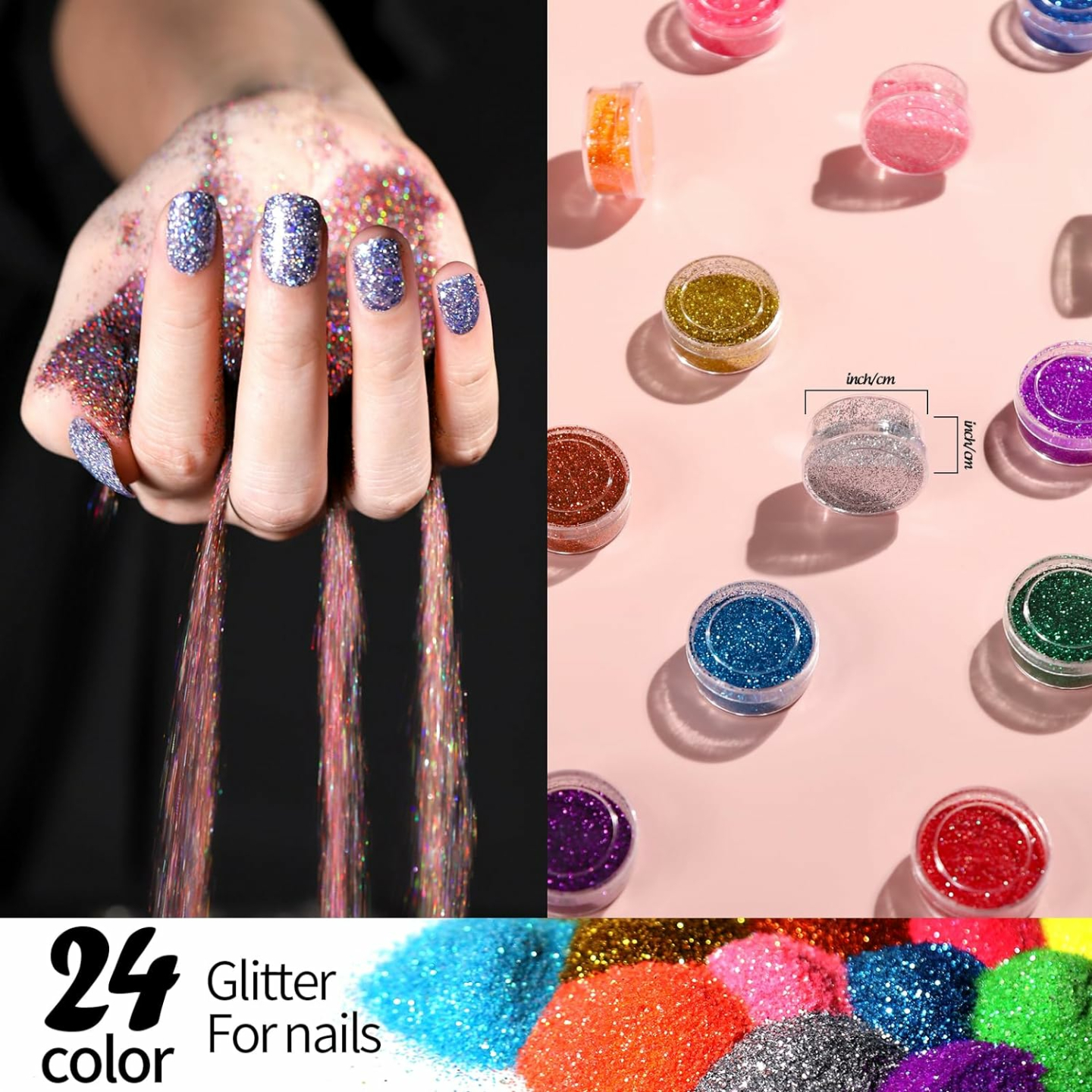 FANDAMEI 24 Color Glitter Set for Arts & Makeup