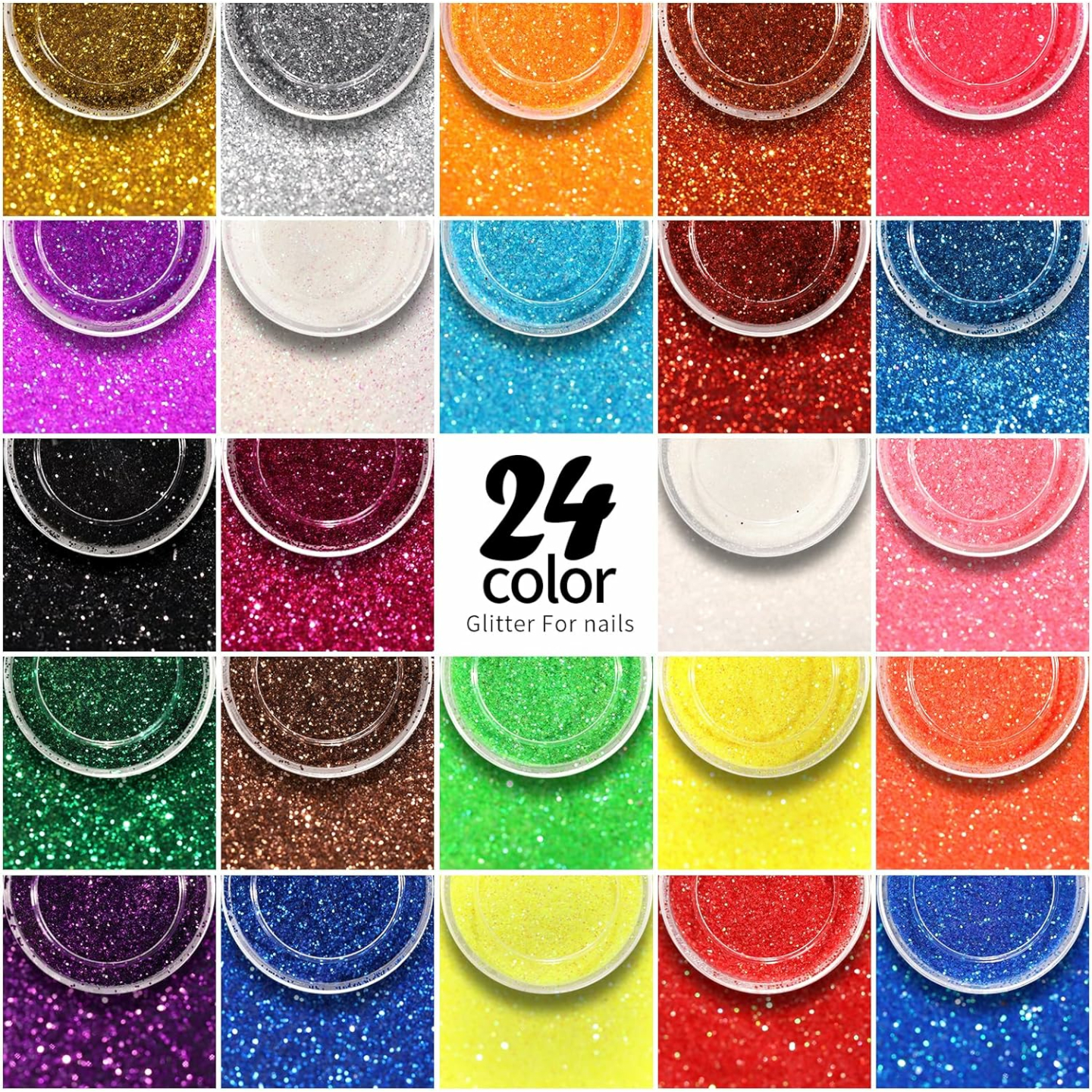 FANDAMEI 24 Color Glitter Set for Arts & Makeup