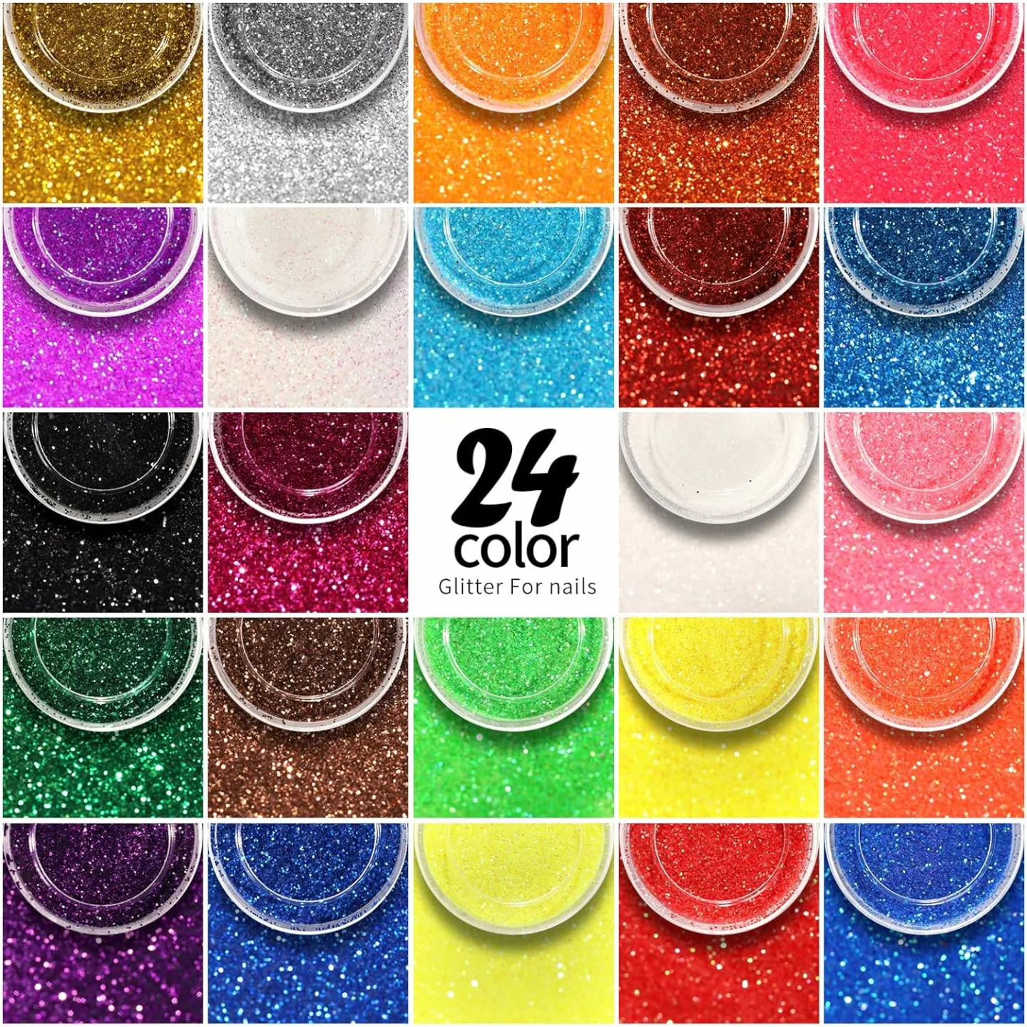 FANDAMEI 24 Color Glitter Set for Arts & Makeup