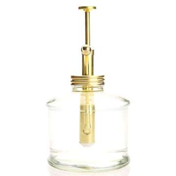 Purism Style Plant Mister- Clear Color Glass Bottle & Brass Sprayer (Matt Gold)