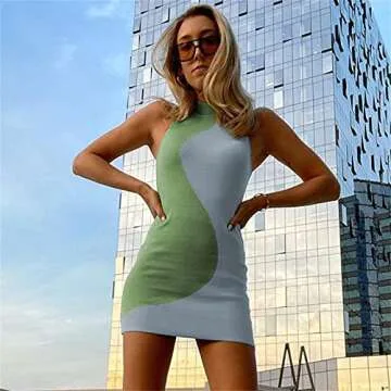 Womens Sexy Knitted Halter Neck Dress for Summer Nights