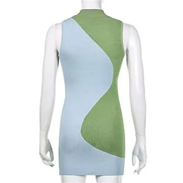 Womens Sexy Knitted Halter Neck Dress for Summer Nights