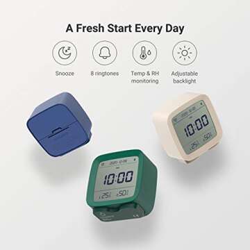 qingping Smart Bluetooth Digital Alarm Clock with Multiple Alarms, Battery Operated Small Alarm Cloc...