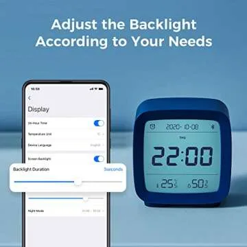 qingping Smart Bluetooth Digital Alarm Clock with Multiple Alarms, Battery Operated Small Alarm Clock with Temperature and Humidity Display for Bedroom, Easy Settings Through app