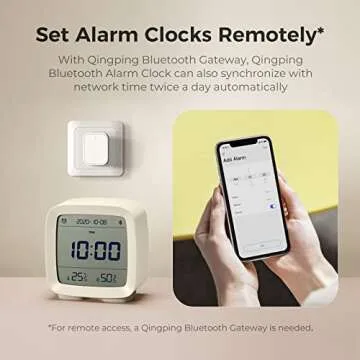 qingping Smart Bluetooth Digital Alarm Clock with Multiple Alarms, Battery Operated Small Alarm Clock with Temperature and Humidity Display for Bedroom, Easy Settings Through app