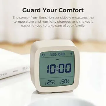 qingping Smart Bluetooth Digital Alarm Clock with Multiple Alarms, Battery Operated Small Alarm Clock with Temperature and Humidity Display for Bedroom, Easy Settings Through app