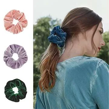60 Pcs Velvet & Satin Scrunchies Set for Women
