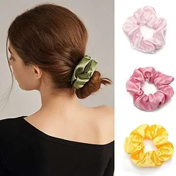 60 Pcs Velvet & Satin Scrunchies Set for Women