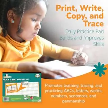Channie's Quick & Neat Writing Pad, Practical Kids Handwriting Practice Workbook, 40 Color-Coded Double-Sided Worksheets for Easy Learning, Improves Penmanship & Writing Skills