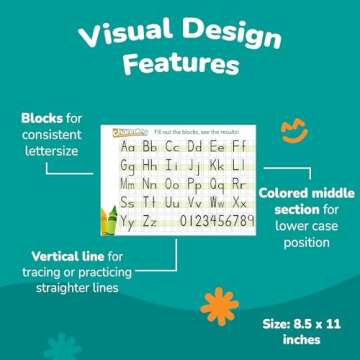 Channie's Quick & Neat Writing Pad, Practical Kids Handwriting Practice Workbook, 40 Color-Coded Double-Sided Worksheets for Easy Learning, Improves Penmanship & Writing Skills