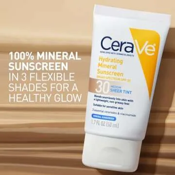 CeraVe Hydrating Mineral Sunscreen SPF 30 with Sheer Tint - Natural Glow, 1.7 Oz