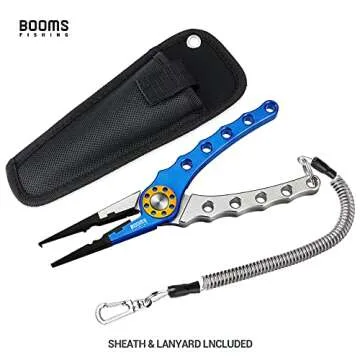 Booms Fishing X1 Aluminum Fishing Pliers Hook Remover Braid Line Cutting and Split Ring with Coiled ...