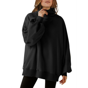 ANRABESS Women's Oversized Sweatshirts 2024 Long Sleeve Cowl Neck Casual Loose Fit Hoodies Fall Trendy Pullover Tunic Top
