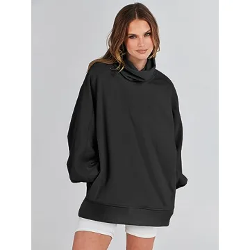 ANRABESS Women's Oversized Sweatshirts 2024 Long Sleeve Cowl Neck Casual Loose Fit Hoodies Fall Trendy Pullover Tunic Top