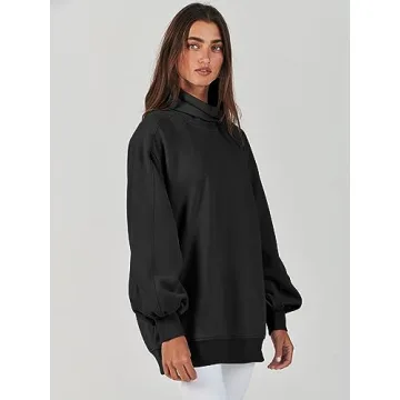 ANRABESS Women's Oversized Sweatshirts 2024 Long Sleeve Cowl Neck Casual Loose Fit Hoodies Fall Trendy Pullover Tunic Top