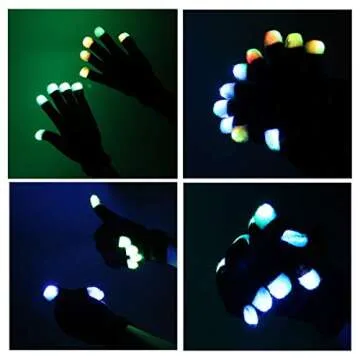 BAJOTAL LED Gloves Finger Light Up Glow Rave Glove Flashing Christmas Gift Halloween Party Favors-Extra Battries Bonus