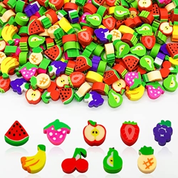 300 Pieces Fruit Mini Erasers, Assortment Novelty Pencil Erasers Bulk for Students Home School Work ...