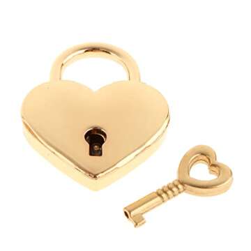 Warmtree Small Metal Heart Shaped Padlock Mini Lock with Key for Jewelry Box Storage Box Diary Book,...