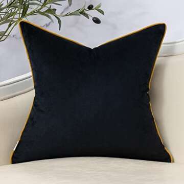 Yangest Black Patchwork Throw Pillow Cover - Luxurious Velvet Design for Home Decor