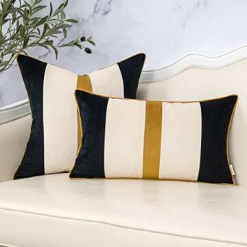 Yangest Black Velvet Patchwork Pillow Cover for Home