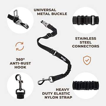 Adjustable 12"-37" Wuglo Dog Seat Belt for Cars