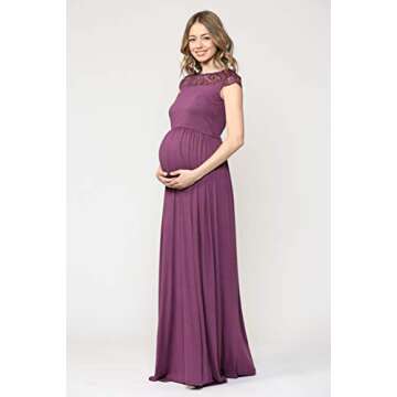 Trendy Purple Lace Maternity Maxi Dress - HELLO MIZ