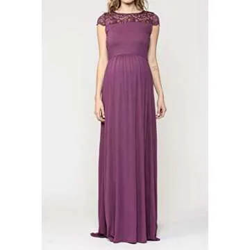 Trendy Purple Lace Maternity Maxi Dress - HELLO MIZ