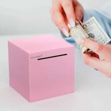 HCHANGEN Piggy Bank for Adults Must Break to Open Unbreakable Stainless Steel Piggy Bank Metal Piggy Bank for Cash Saving (Pink, 4.72inches)