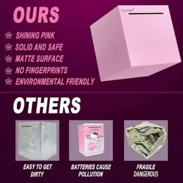 HCHANGEN Piggy Bank for Adults Must Break to Open Unbreakable Stainless Steel Piggy Bank Metal Piggy Bank for Cash Saving (Pink, 4.72inches)