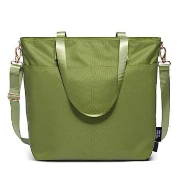 Simple Modern Tote Bag for Women | Medium Water-Resistant Laptop Purse with Compartments and Zipper ...