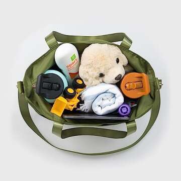 Simple Modern Tote Bag for Women | Medium Water-Resistant Laptop Purse with Compartments and Zipper Top | Shoulder Bag with Pockets for Work, Travel & School | Olive