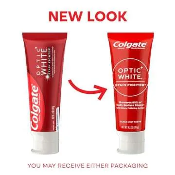 Colgate Optic White Whitening Toothpaste, Enamel-Safe, Clean Mint