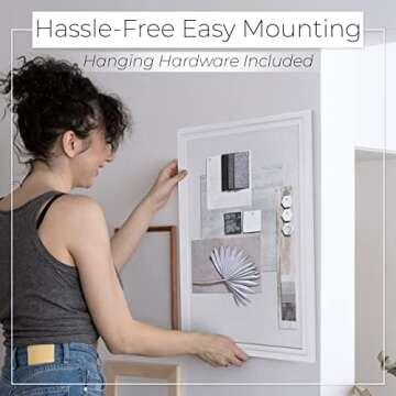 SKL Products Cork Bulletin Board, 30" x 20" Large, Framed, White Vision Board for School, Home, Kitchen & Office Walls, Pin Display