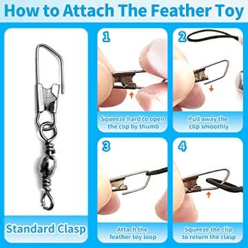 PETSTIE Cat Toy Feather Teaser Wand, 2PCS Retractable Rods, 11PCS Refills & 2 Extra Strings, Indoor Cat Play Toys with Irresistible Crinkle Sound, for Small Breeds