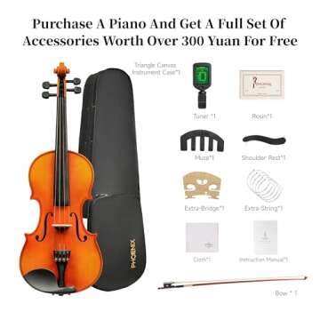 PHOENIX Violin 4/4 Complete Set for All Skill Levels