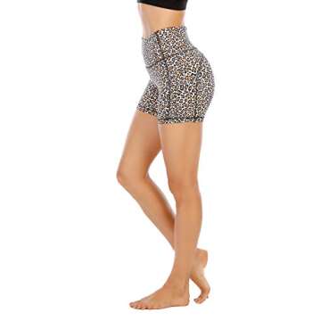 OVRUNS Women's Biker Shorts High Waisted Tummy Control Running Athletic Workout Yoga Casual Shorts with Pockets - White - L