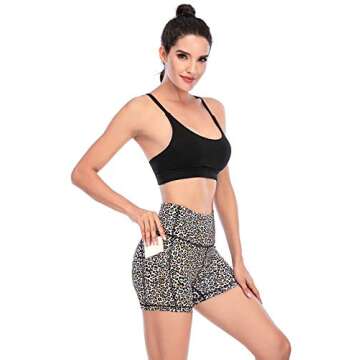 OVRUNS Women's Biker Shorts High Waisted Tummy Control Running Athletic Workout Yoga Casual Shorts with Pockets - White - L